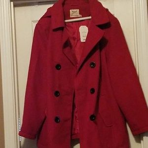 Red Pea Coat (plus size)